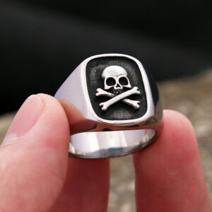 Bague Chevalière Skull Punk – Style A en Acier 316L