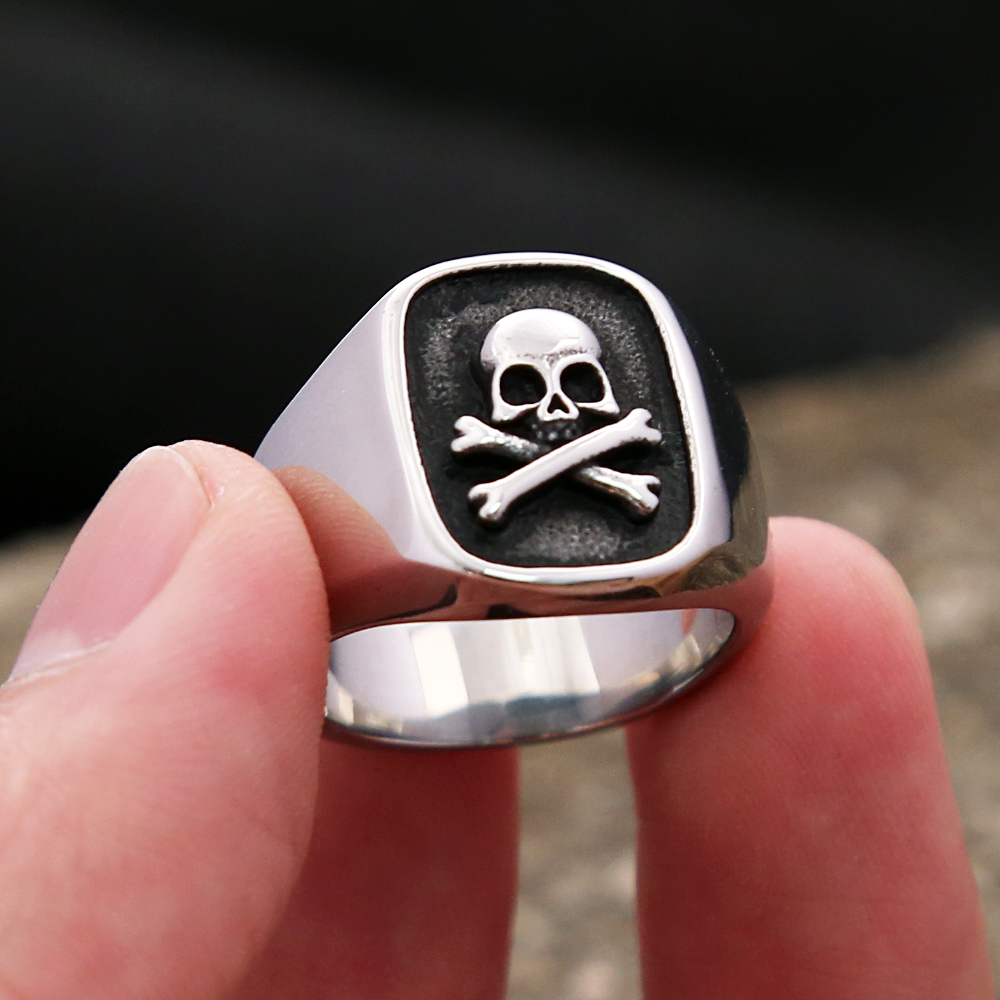 Bague Chevalière Skull Punk – Style A en Acier 316L