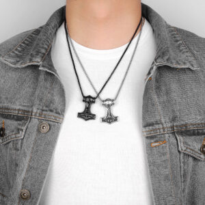 Pendentif marteau nordique doré en acier inoxydable