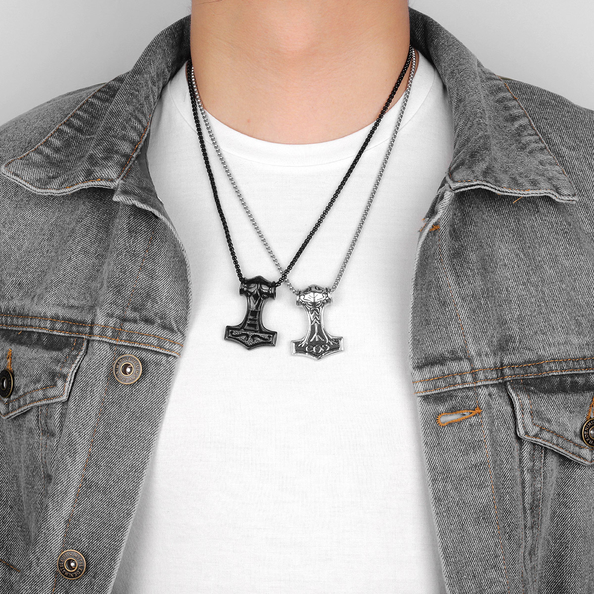 Pendentif marteau nordique doré en acier inoxydable